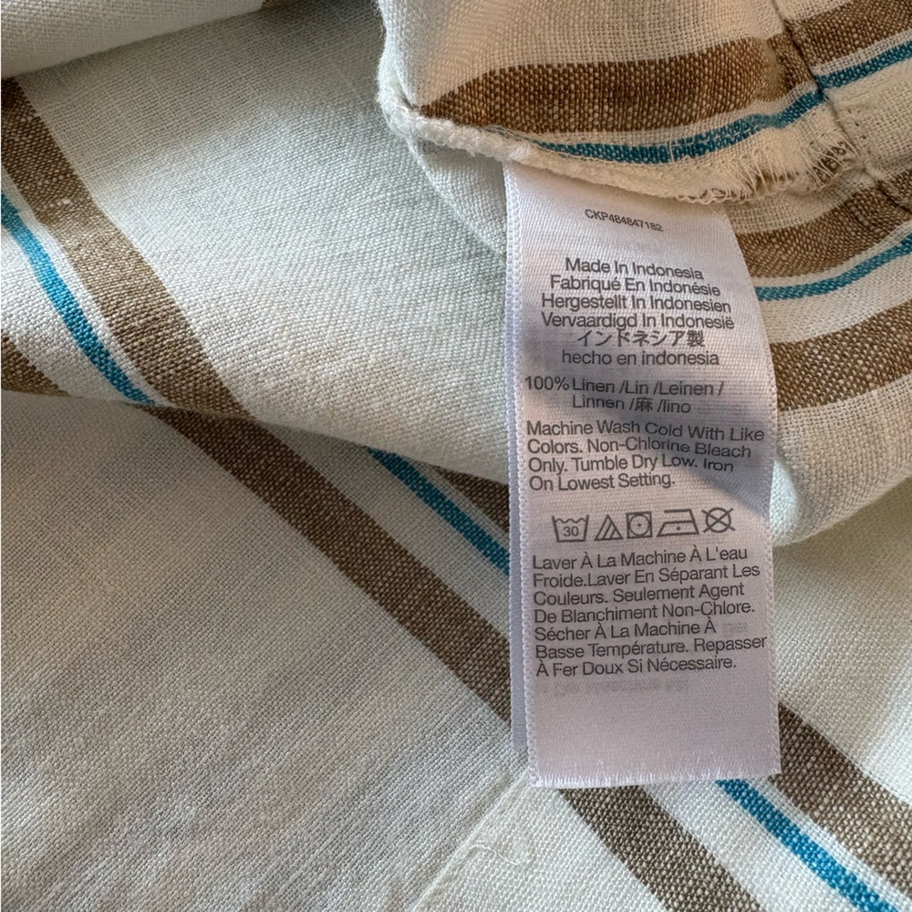 Madewell Boxy Cap Sleeve Shirt in Stripe 100% Linen Size M Rare Find! - Picture 14 of 14